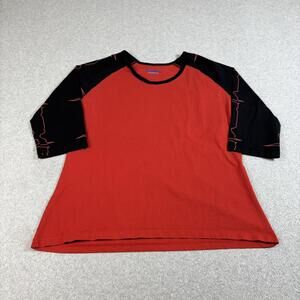 Svaha Shirt Women XL Red Organic Cotton EKG Raglan Science Doctor Heartbeat